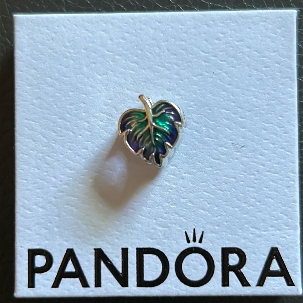Pandora Green and Purple Leaf Charm